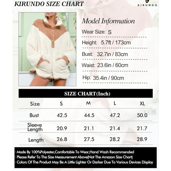 Women's KIRUNDO Beige Cream Sherpa Fleece Pullover Sweater M - Picture 9 of 9